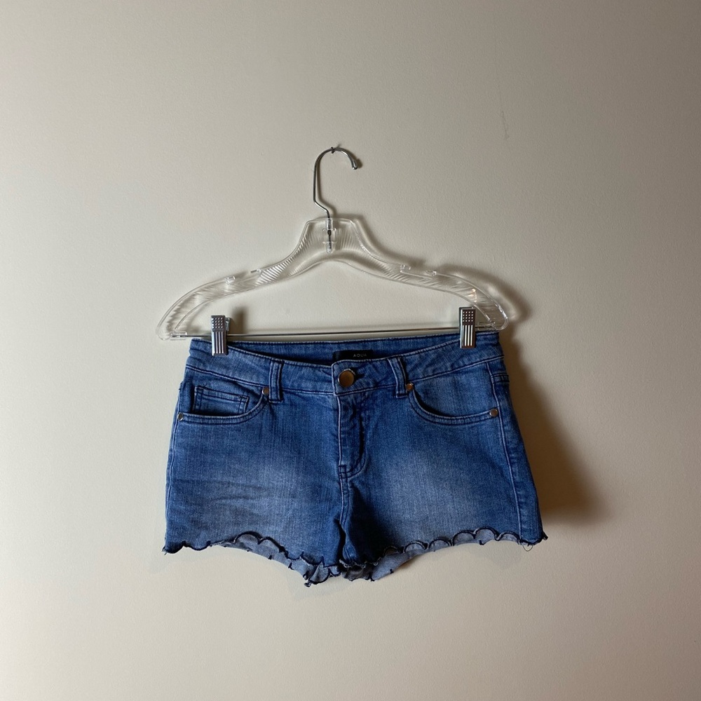 Aqua High Waisted Scalloped Bottomed Shorts